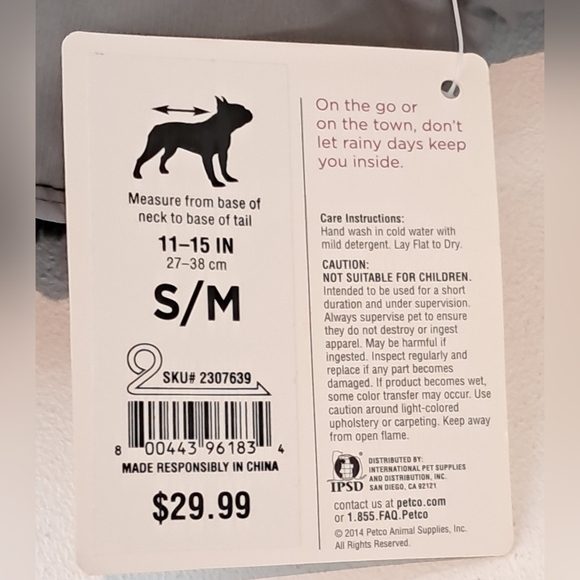 2 Dog Winter Jackets and 1 Dog Rain Jacket Size Small NWT - Picture 12 of 12